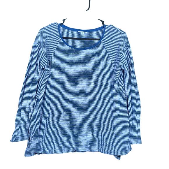 J Jill Womens Sweater Blue Striped Crew Neck Long Sleeve Modal Blend XS Petite - Picture 1 of 12